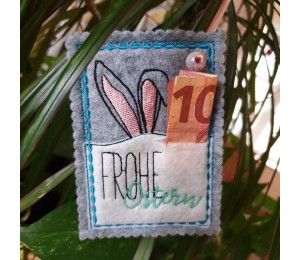 Stickdatei - Postkarte ITH "Hasige Ostertage & Frohe Ostern" Hasenohren